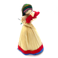 Handmade Mexican Corn Husk Tamal Madre Con Hija Doll Art & Decor Mexico LA Natural  