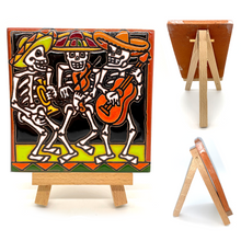 Load image into Gallery viewer, Handmade Clay Tile and Stand - Trio Sin Aval con Mariachi 