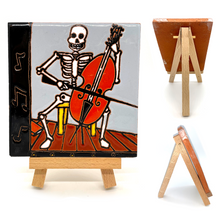 Load image into Gallery viewer, Handmade Clay Tile and Stand - Calaca Musico Violonchelo