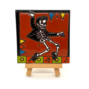Handmade Clay Tile and Stand - El Veez Rockero