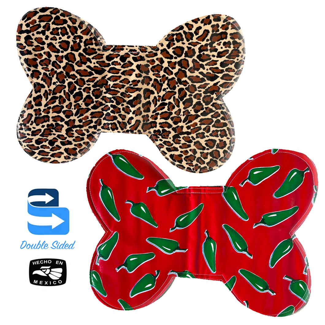 Handmade Mexican Oil Cloth - Dog Food Mat Pets Muertolandia.com Leopard/Red  