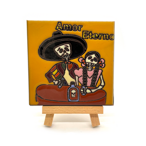 Handmade Clay Tile and Stand - Amor Eterno