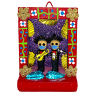 Handmade Shadow Box Nicho - Mariachi Cubrebocas Shadow Boxes Mexico CC Red Wood Box  