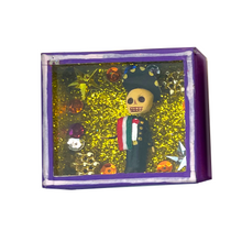 Load image into Gallery viewer, Handmade Square Shadow Box Nicho - Mariachi Magnet Shadow Boxes Mexico Purple  