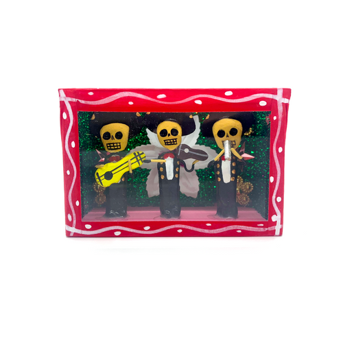 Handmade Window Shadow Box Nicho  - Tres Mariachis Shadow Boxes Mexico CC   