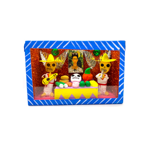 Handmade Window Shadow Box Nicho - Jarochos Ofrenda Shadow Boxes Mexico CC Blue  