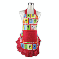 Red Lotería Card Apron Apron Mariachi Los Muertos   